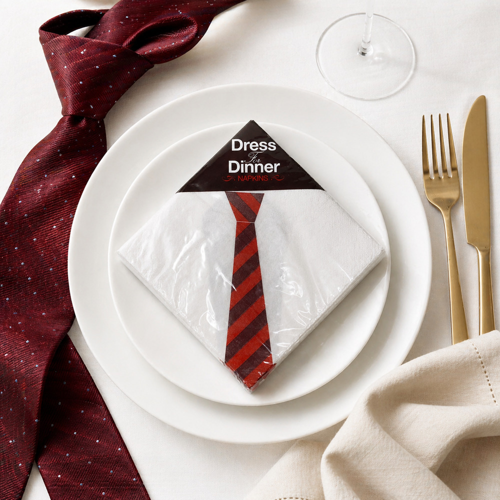 Vintage Dress For Dinner Tie Napkins Hector Serrano 2007 Novelty Host Gift